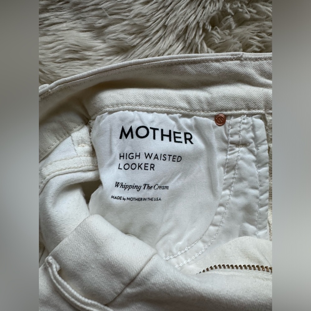 MOTHER Denim The High Waisted Looker White Skinny Jeans Whipping The Cream Sz 27 - Picture 10 of 15